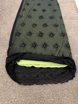 Sleeveless Olive Green Maxi Dress with Black Embroidered Overlay thumbnail 6