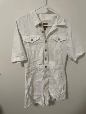 American Eagle White  Denim Romper thumbnail 1