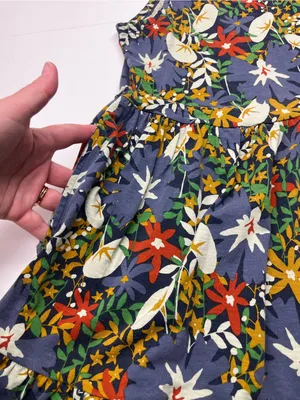Toad & Co. Womens Floral Tiered Sleeveless Dress Blue Green Large Summer Pockets thumbnail 9
