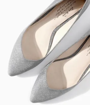 Zara Glitter Slip On Point Toe Ballet Flats in‎ Silver Size 38 or 7.5 thumbnail 1