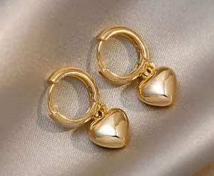18K Gold Plated Love Heart Dangle Drop Earrings for Women thumbnail 3