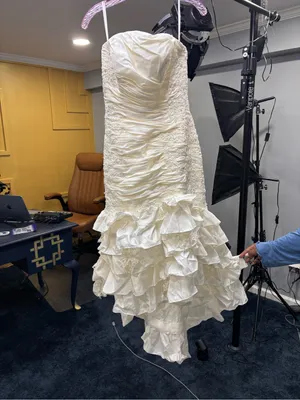 Christina Wu Ruffled Ivory Wedding Gown thumbnail 4