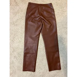 Wilfred Free Aritzia Vegan Leather Pants High Waist Straight Leg Brown‎ Trousers thumbnail 2
