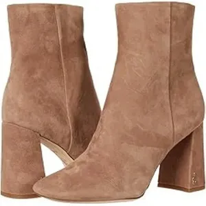 Sam Edelman Codie Suede Leather Square Toe Block Heel Ankle Boots Booties Brown thumbnail 1