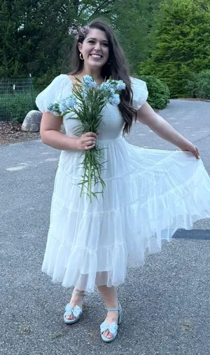 Baltic Born White Tulle Midi Tiered Dress Bridal Engagement thumbnail 2