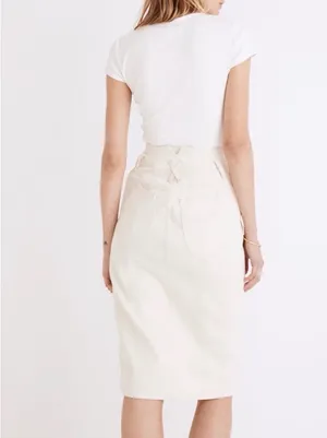 Madewell Western Edition High waist Button-Front Denim Skirt Ecru size 28 thumbnail 3