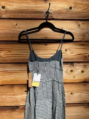 Few Moda Kourt Darya Size XS Blue Linen Smocked Midi Dress thumbnail 11