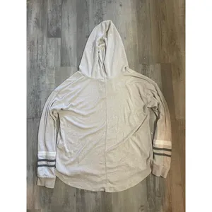 Market & Spruce Kallon Brushed Knit Hoodie Sweatshirt Beige Drop Shoulder Sz L thumbnail 11
