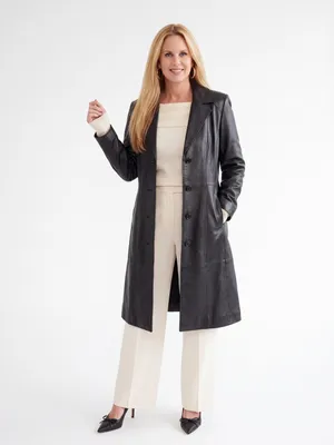 vintage Y2K 90s Anne Klein Midi Leather Trench Coat Matrix classic Mobwife thumbnail 3
