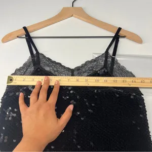 Guess Liu Velvet Sequin Stretch Black Lace Slip Mini Dress NWT‎ Size XS thumbnail 15