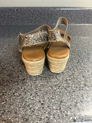 Anne Klein Snake-Print and Gold Wedge Espadrilles thumbnail 4