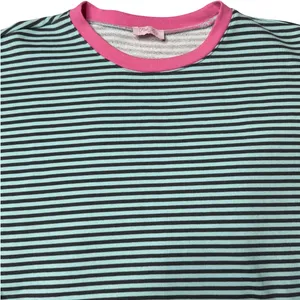 Pink Lily Mint Pink Striped Oversized Boxy Sweatshirt Medium Retro 80s thumbnail 4