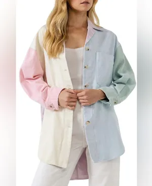 English Factory Pastel Oversized Shirt Jacket size Medium thumbnail 1