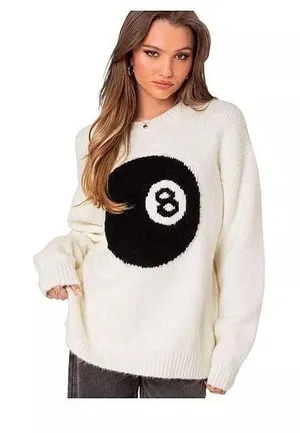Magic 8 Oversized Chunky Knit Sweater Size Small White thumbnail 1