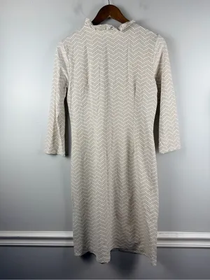 J. McLaughlin Dress Durham Catalina Cloth 3/4 Sleeve Stretch Tan Women sz medium thumbnail 6