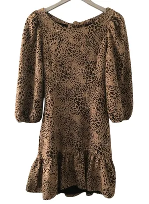 Anthropologie Maeve Leopard Print Knit Cut Out Mini Dress NEW thumbnail 1