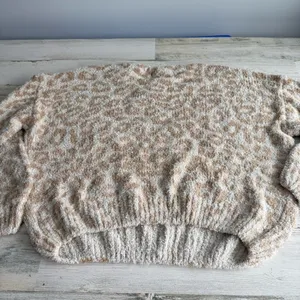 NWT Saltwater Luxe Animal Leopard Print Fuzzy Crew Neck Sweater XL Beige Tan‎ thumbnail 5