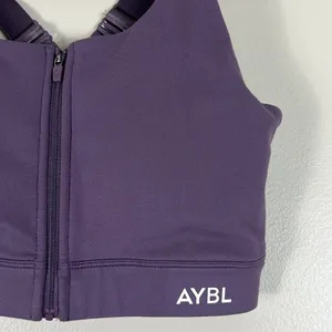 AYBL Purple Zip Up Sports Bra Womens M Athleisure Sportswear thumbnail 4