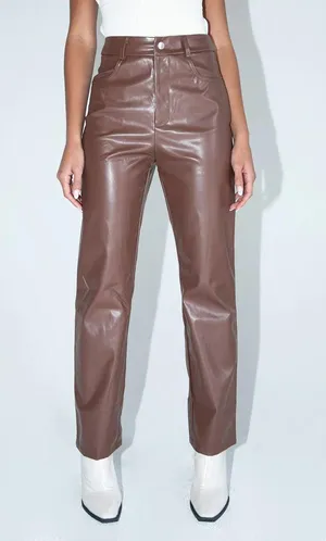 Princess Polly Vegan Leather Pants Brown thumbnail 3