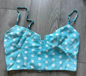 Blue polka dot crop top Size XS thumbnail 1