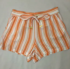 Michael Kors Orange & White Striped Drawstring Dress Shorts Woman’s Size Large thumbnail 1