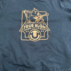 True Religion black Buddha Graphic‎ Crewneck Sweatshirt Medium Copper Gold Logo thumbnail 7