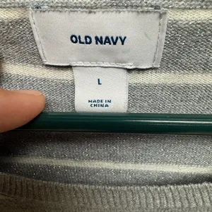 Old Navy‎ Silver and White Striped Top thumbnail 5