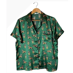 Ekouaer Satin Pajama Set Women XL Green Tiger Print Shorts Set Loungewear thumbnail 2