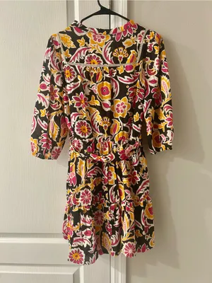 Umgee Women's Black Floral Print Dress with Tie Waist thumbnail 3