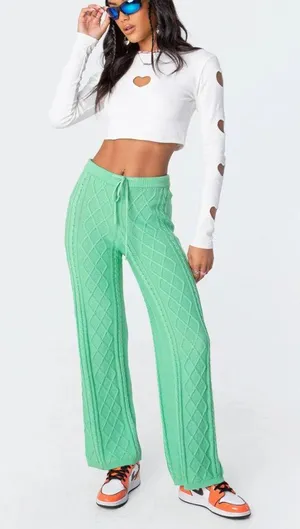 Edikted Kasey Cable Knit Pants thumbnail 1