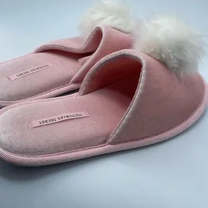 Victoria’s Secret size large pink slippers tradwife, faux fur , princess thumbnail 6