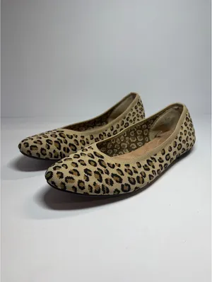 Old Navy Women’s Leopard Print Knit Ballet Flats Size 11 Tan Black thumbnail 2