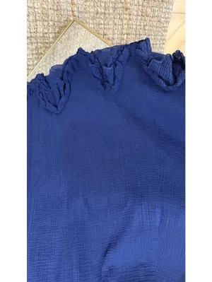 Like new Size M J. Crew Navy Blue Smocked mid dress thumbnail 2