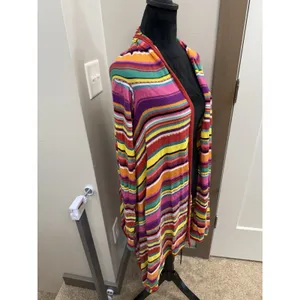 LAUREN RALPH LAUREN Rainbow Serape Blanket Open Front Linen Blend Cardigan OSFM thumbnail 2
