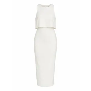 Likely Shayna Ruffle Overlay Cocktail Dress Knee Length White Size 10 thumbnail 3