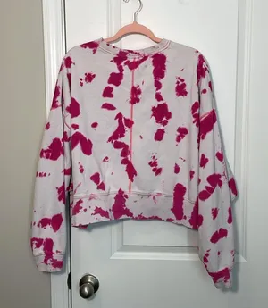 Nike Women's Sportswear Oversized Fleece Pink Tie-Dye Crew Sweatshirt medium thumbnail 9