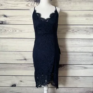 Lulus Flirting with Desire Navy Blue Lace Bodycon Dress thumbnail 7