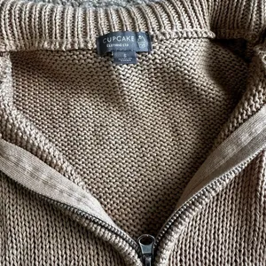 Cupcake Boutique Camel Knit Quarter Zip Cropped Small thumbnail 6