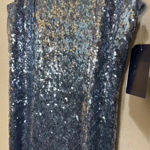 Melrose and Market Blue Sequin Cocktail Mini Dress Size XXS thumbnail 4