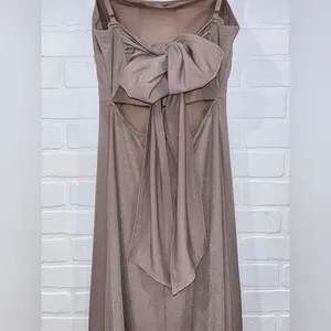 Birdy Grey Benny Dress in Crepe Taupe Bow Back Gown thumbnail 8
