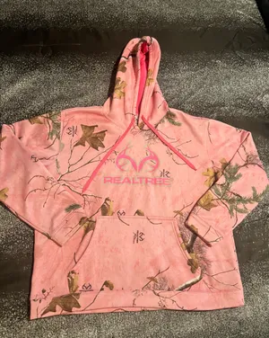 Womens XL16/18 Realtree Pink Camo Performance Pullover Fleece Hoodie thumbnail 1