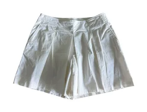 Anthropologie Maeve Pleated Shorts Size 2 White High Waist Cotton Stretch thumbnail 1
