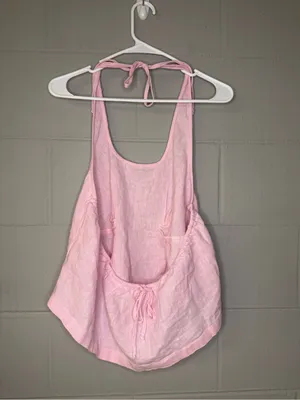 Free People Free-Est Melted Away Cotton Linen Blend Crop Top in Pink Size Large thumbnail 4