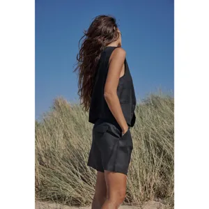 Zara Black Linen Blend High Waist Front Pleats Shorts Size Medium 8026/707 thumbnail 8