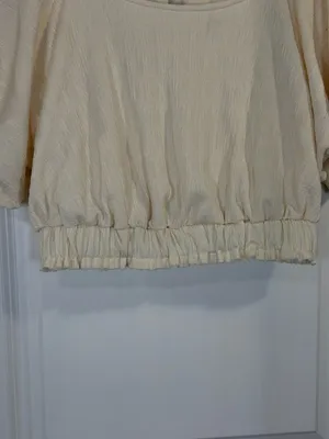 Free People Tovah Cream Textured Crop Top with Open Back thumbnail 3