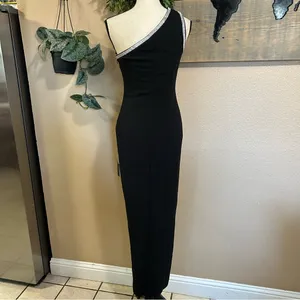 NWT Lulus Glamorous Muse Black Rhinestone One-Shoulder Maxi Dress thumbnail 5