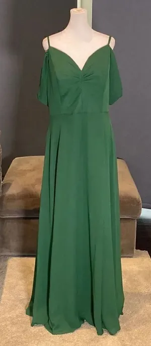 Women’s Full Length Green Chiffon Bridesmaid Party Prom Dress Corset Back 14 thumbnail 1