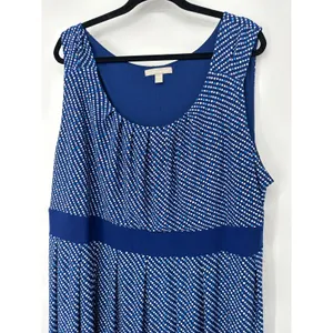 Woman‎ Within Maxi Dress Women Size 2X Blue Stretch Modern Polka Dot Sleeveless thumbnail 2