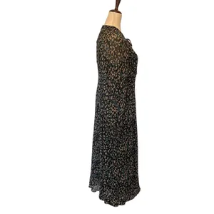 Tommy Hilfiger Maxi Dress 6 Dark Boho Y2K Whimsigoth Sheer Animal Print Tie Neck thumbnail 9