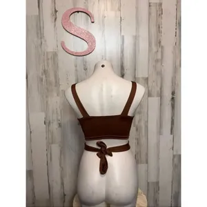 Brown Twist Front Wrap Crop Top – Size Small thumbnail 3
